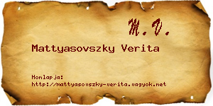 Mattyasovszky Verita névjegykártya